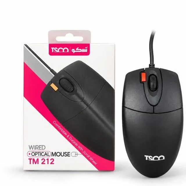 ماوس سیم دار برند تسکو مدل TM-212 با دقت قابل تنظیم تا 2000 DPI